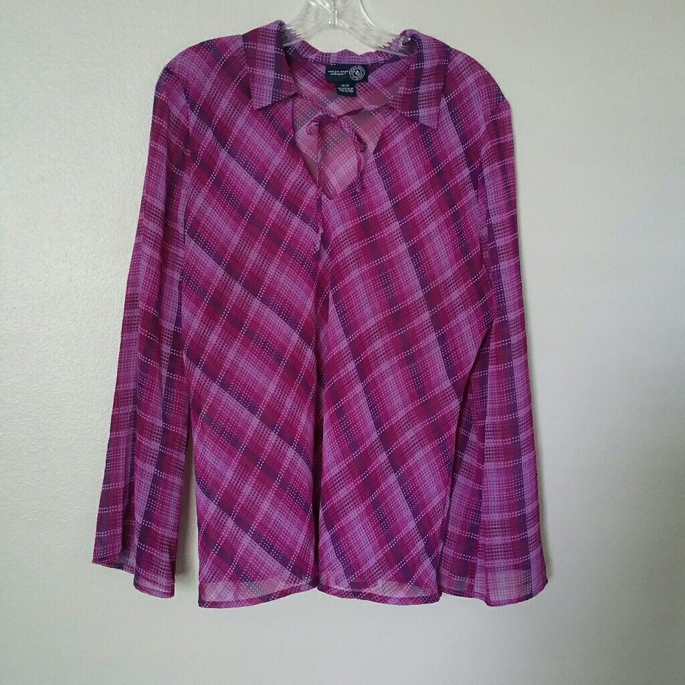 Venezia purple patterned blouse w/ tie 14/16